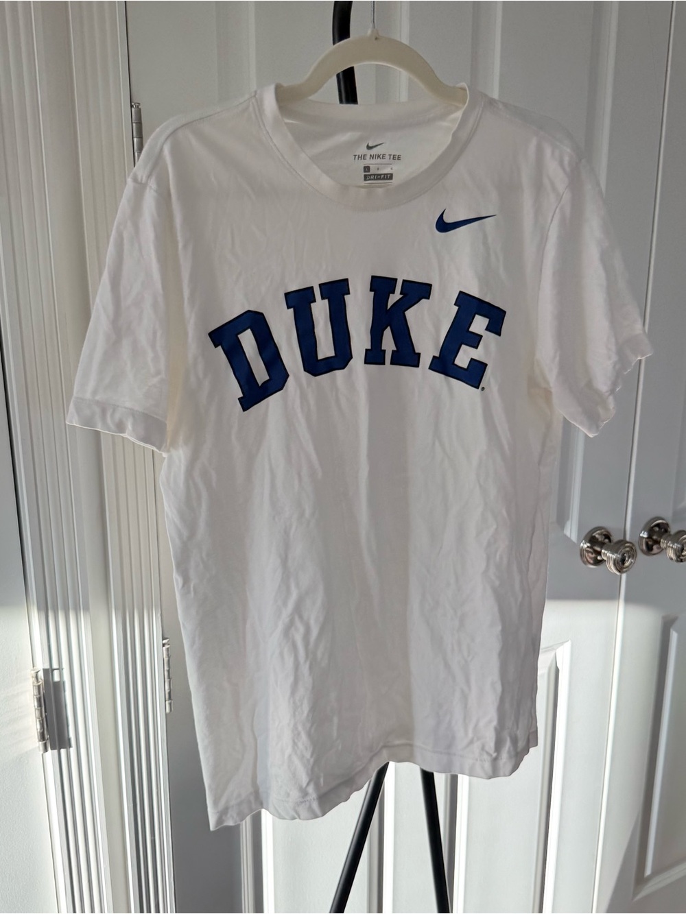 Nike White Short-Sleeve 'DUKE' Tee with Blue Logo